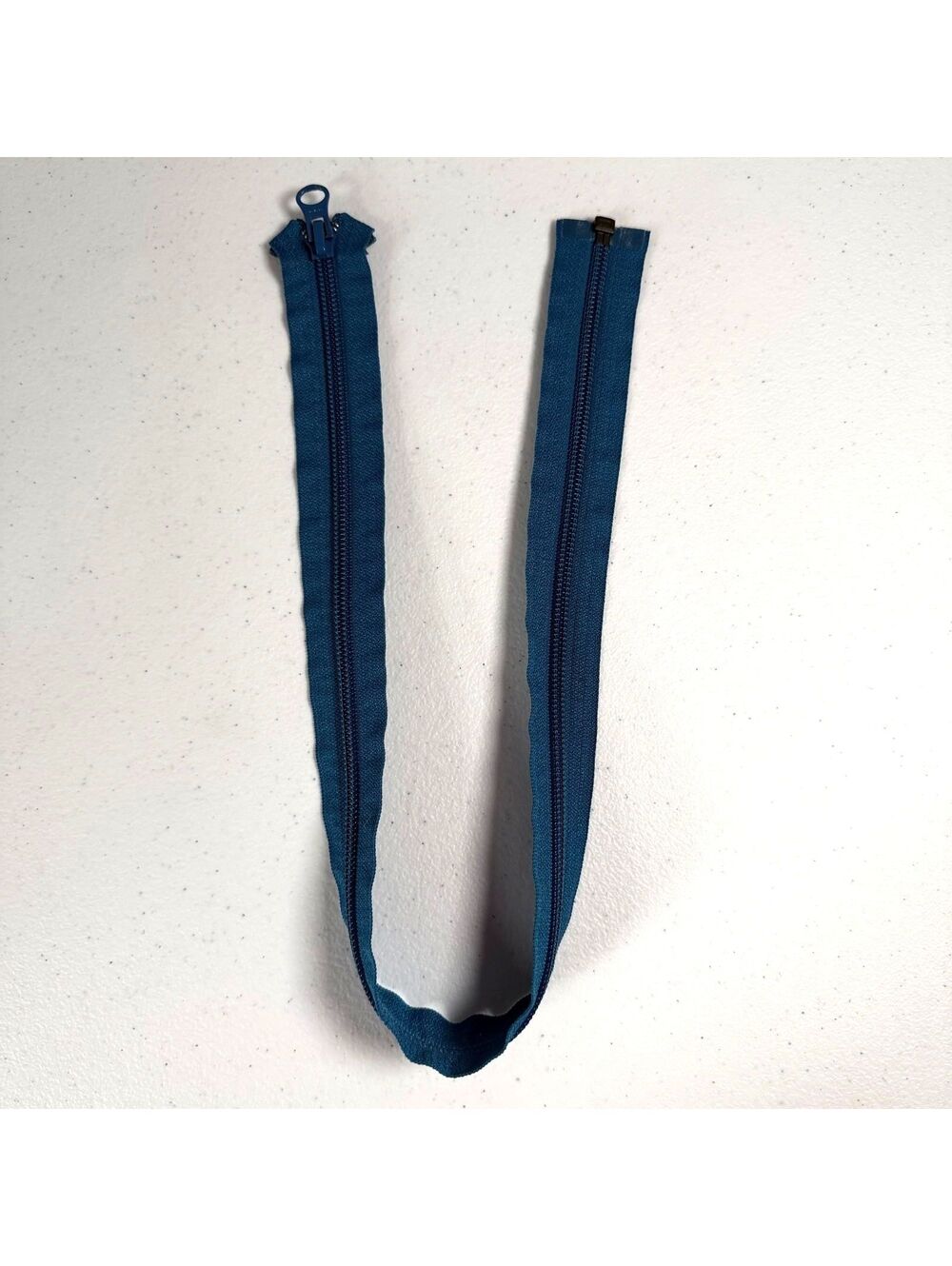 YKK 23 Inch Dark Turquoise Blue Nylon Reclaimed Zipper Closed End Ring Pull